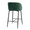 Fran Pleated Waves Contemporary Fixed-Height Counter Stool in Black Metal and Green Velvet- Set of 2 — rear three-quarter view