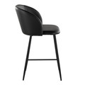 Fran counter stool in Black Metal, Black PU, side view, featuring metal footrest