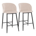 Fran 26" Contemporary Fixed-Height Counter Stool in Black Metal and Cream Velvet- Set of 2 — pair view