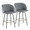 Fran counter stool in Black Metal, Grey Velvet, Gold Metal, coordinated set view, featuring swivel