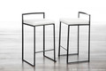 Fuji counter stool in Black Metal, White PU