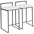 Fuji Contemporary Stackable Counter Stool in Black with White Faux Leather Cushion- Set of 2 — pair view