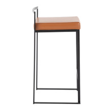 Fuji counter stool in Black Steel, Camel PU, side view