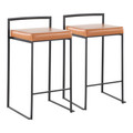 Fuji Contemporary Stackable Counter Stool in Black with Camel Faux Leather Cushion- Set of 2 — pair view