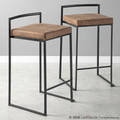 Fuji counter stool in Black Metal, Brown Cowboy Fabric