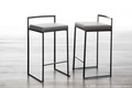 Fuji counter stool in Black Metal, Grey PU
