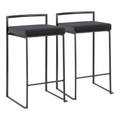 Fuji Contemporary Stackable Counter Stool in Black with Black Velvet Cushion- Set of 2 — pair view