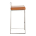 Fuji counter stool in Brushed Stainless Steel, Camel PU, side view