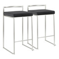 Fuji Contemporary Stackable Counter Stool in Stainless Steel with Black Velvet Cushion- Set of 2 — pair view
