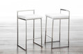 Fuji counter stool in Brushed Stainless Steel, White Velvet