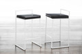 Fuji counter stool in White Metal, Black PU