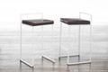 Fuji counter stool in White Metal, Brown PU