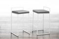 Fuji counter stool in White Metal, Grey PU