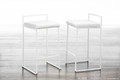 Fuji counter stool in White Metal, White PU
