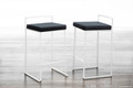 Fuji counter stool in White Metal, Black Velvet