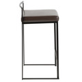 Fuji counter stool in Black Metal, Brown Cowboy Fabric, side view