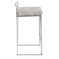 Fuji counter stool in Brushed Stainless Steel, Light Grey Cowboy Fabric, side view