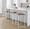 Fuji counter stool in White Metal, Brown Cowboy Fabric