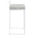 Fuji counter stool in White Metal, Light Grey Cowboy Fabric, side view