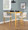 Fuji counter stool in Gold Steel, Beige Fabric, featuring fabric design