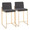 Fuji Contemporary High Back Counter Stool in Gold Steel and Charcoal Fabric- Set of 2 — back view (photo 1)