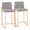 Fuji counter stool in Gold Steel, Grey Fabric, back view, featuring fabric design