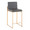 Fuji Contemporary High Back Counter Stool in Gold Steel and Grey Faux Leather- Set of 2 — product view