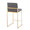 Fuji Contemporary High Back Counter Stool in Gold Steel and Grey Faux Leather- Set of 2 — rear three-quarter view