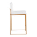 Fuji counter stool in Gold Steel, White Velvet, side view, featuring velvet design