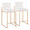 Fuji Contemporary High Back Counter Stool in Gold Steel and White Velvet- Set of 2 — pair view