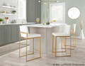 Fuji Contemporary High Back Counter Stool in Gold Steel and White Faux Leather- Set of 2 — lifestyle photo 2