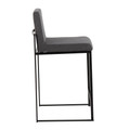 Fuji counter stool in Black Steel, Charcoal Fabric, back view, featuring fabric design