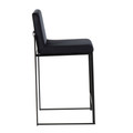 Fuji counter stool in Black Steel, Black Velvet, back view, featuring velvet design