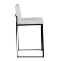 Fuji counter stool in Black Steel, White PU, back view, featuring faux leather design and leather design