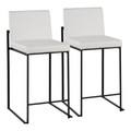 Fuji Contemporary High Back Counter Stool in Black Steel and White Faux Leather- Set of 2 — back view (photo 1)