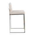 Fuji counter stool in Stainless Steel, Beige Fabric, back view, featuring fabric design