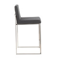 Fuji counter stool in Stainless Steel, Charcoal Fabric, back view, featuring fabric design