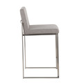 Fuji counter stool in Stainless Steel, Grey Fabric, back view, featuring fabric design