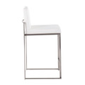 Fuji counter stool in Stainless Steel, White Velvet, side view, featuring velvet design