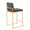 Fuji 26" Contemporary High Back Counter Stool in Gold Steel and Charcoal Fabric- Set of 3 — rear three-quarter view