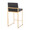 Fuji counter stool in Gold Steel, Black PU, back and side view, featuring faux leather design and leather design