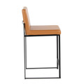 Fuji counter stool in Black Metal, Camel PU, side view, featuring faux leather design and leather design