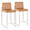 Fuji counter stool in Stainless Steel, Camel PU, coordinated set view, featuring faux leather design and leather design