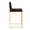 Fuji 26" Contemporary High Back Counter Stool in Gold Steel and Black Velvet- Set of 3 — side view