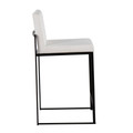 Fuji counter stool in Black Steel, White Velvet, side view, featuring velvet design