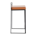 Fuji counter stool in Black Metal, Camel PU, side view
