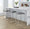 Fuji 26" Contemporary Stackable Counter Stool in Brushed Stainless Steel with Grey Faux Leather- Set of 3 — lifestyle photo 2