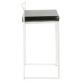 Fuji counter stool in White Metal, Black PU, side view