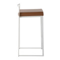 Fuji counter stool in White Metal, Camel PU, side view
