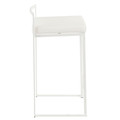 Fuji counter stool in White Metal, White PU, side view